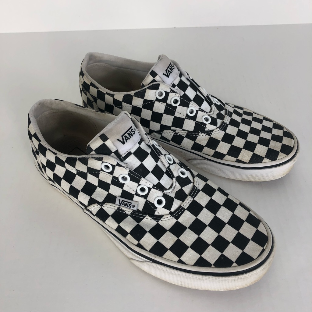 Vans Black And White Checked Lace Up Sneakers Women’s 9